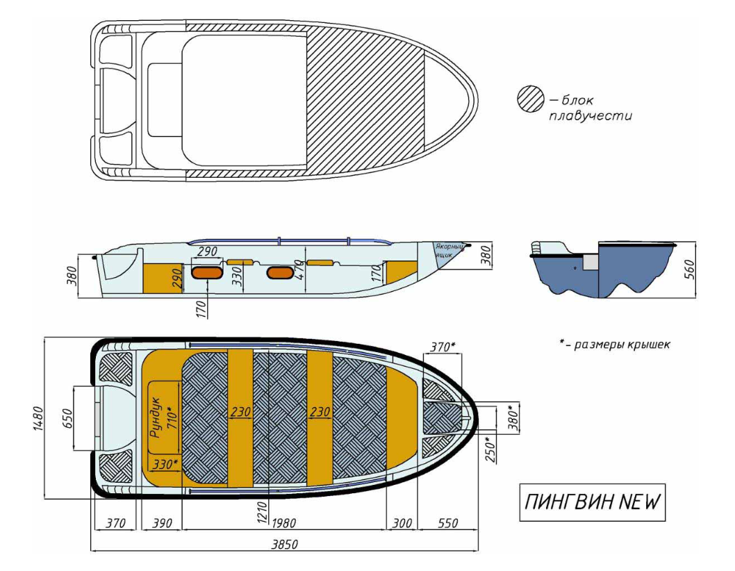 Стеклопластиковая лодка Пингвин New (тримаран) в Кирове