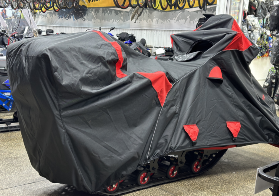 Чехол транспорт. снегохода IKUDZO HUNTER черно-красный Оксфорд ПРЕМИУМ качества с лого IKUDZO в Кирове