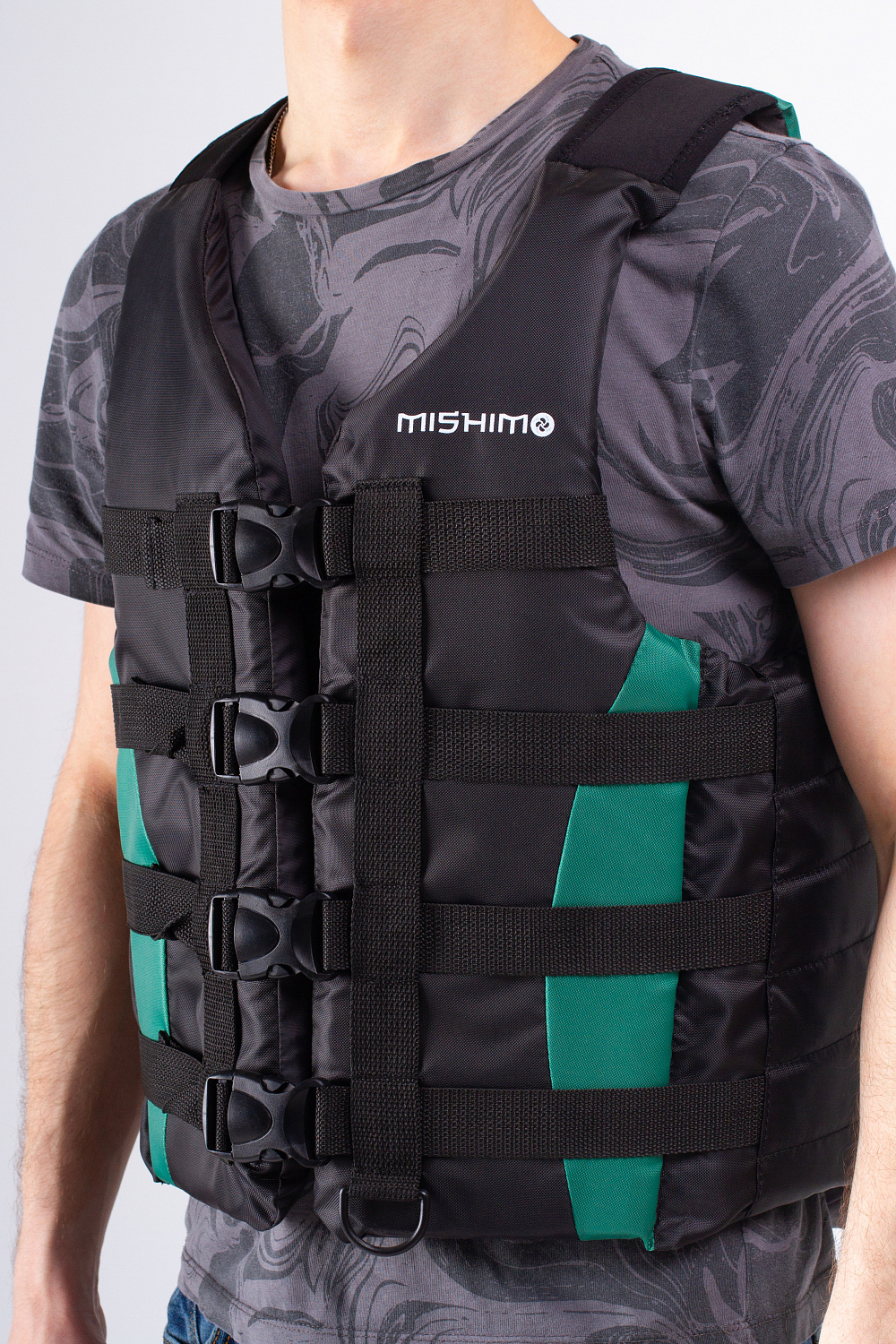 Жилет спасательный MISHIMO PRO Премиум качества Черно-зеленый в Кирове