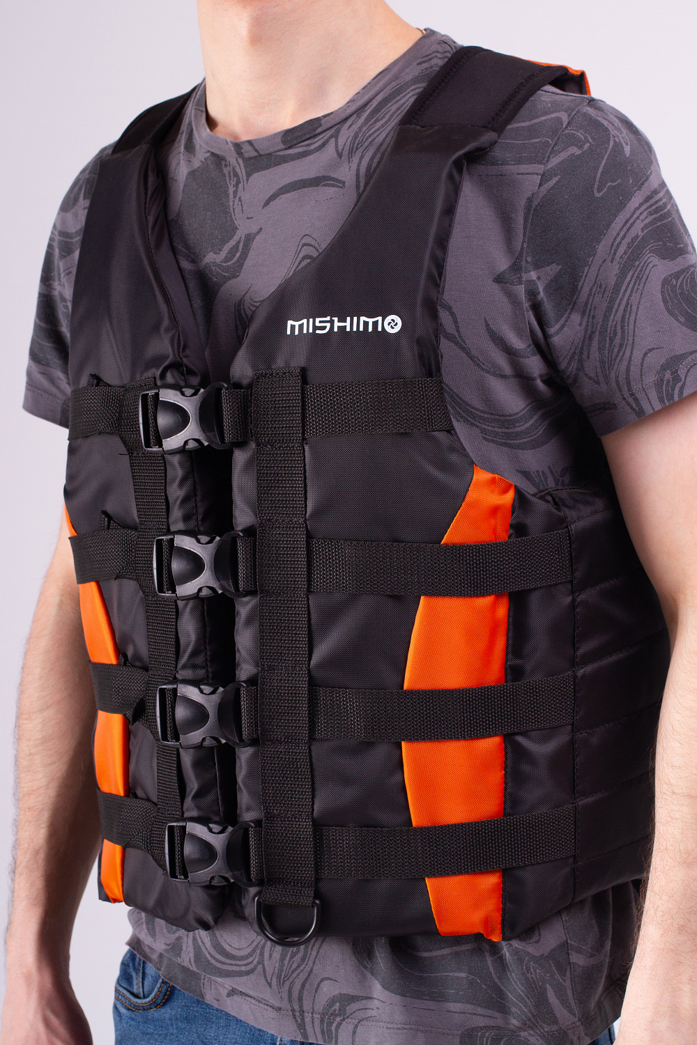 Жилет спасательный MISHIMO PRO Премиум качества Черно-оранжевый в Кирове
