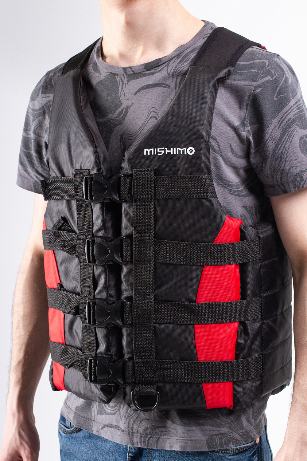 Жилет спасательный MISHIMO PRO Премиум качества Черно-красный в Кирове